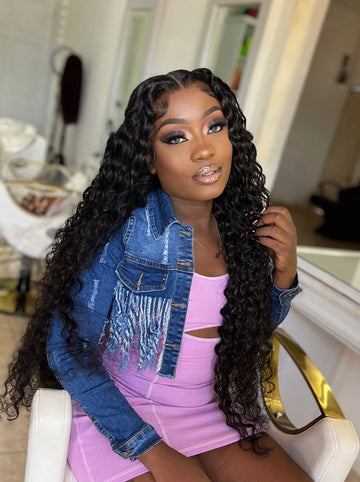 13x4 Full frontal Lace Wig,deep wave 180% Density Clean Hairline Pre-plucked high quality human hair transparent lace